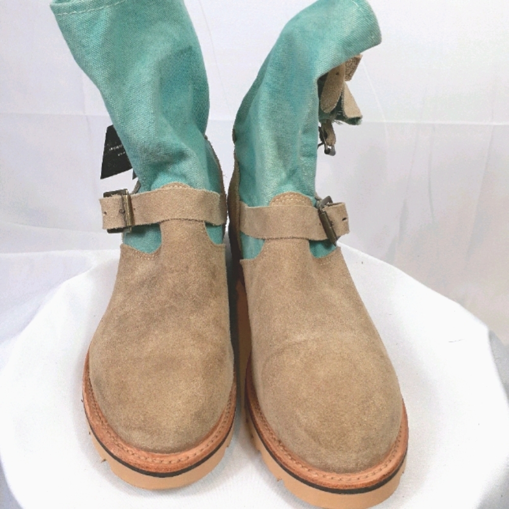 Suede and Canvas Boots